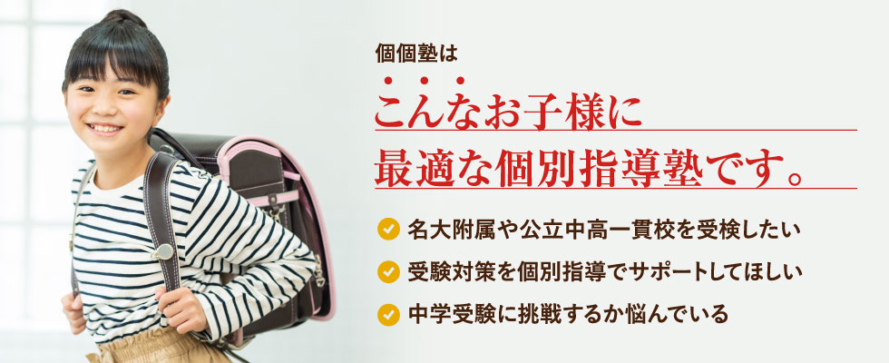 こんなお子様に最適な個別指導塾です。公立中高一貫校に受験したい 受験対策を個別指導でサポートしてほしい 中学受験に挑戦するか悩んでいる